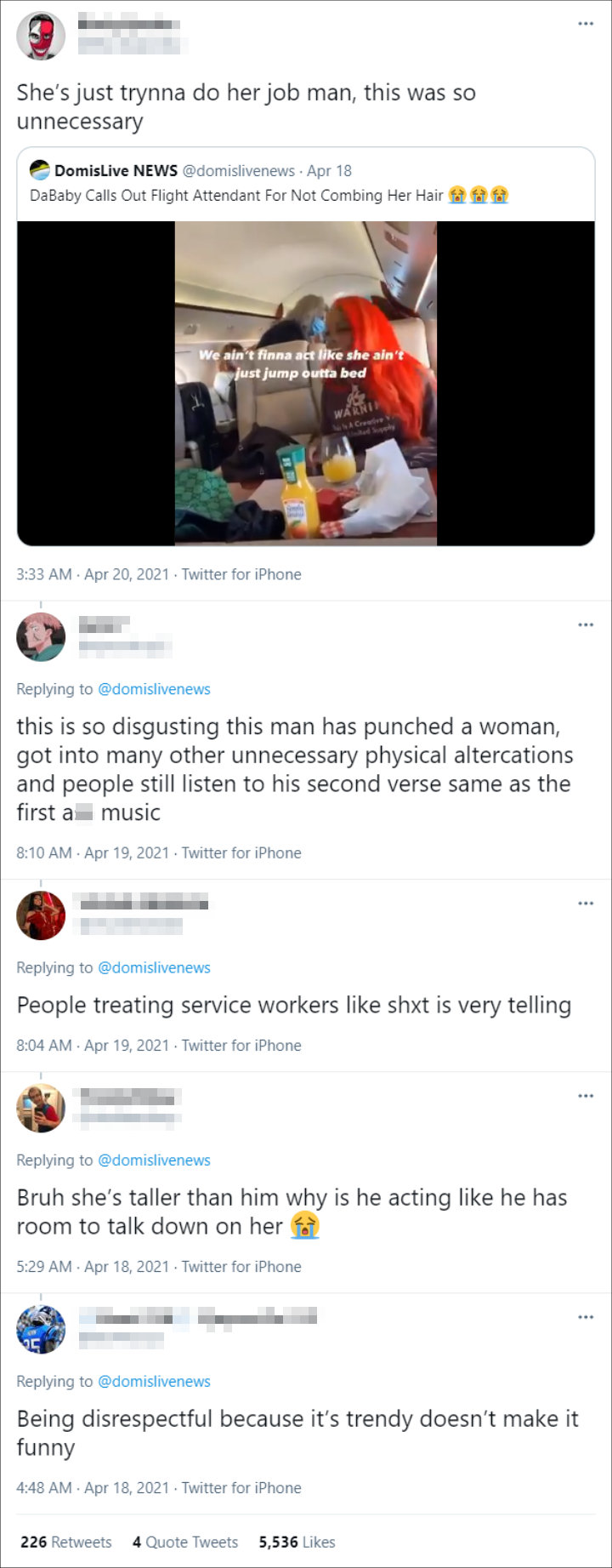 Tweets of DaBaby's critics