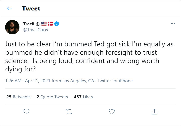 Traci React to Ted Nugent's COVID-19s Diagnosis