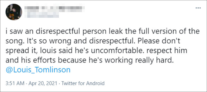 Fan's Reaction to Louis Tomlinson's Leaked Song