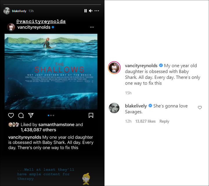 Blake Lively's IG Comment and Story