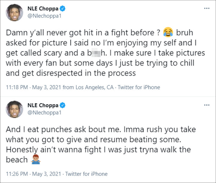 NLE Choppa spoke out about the beach fight
