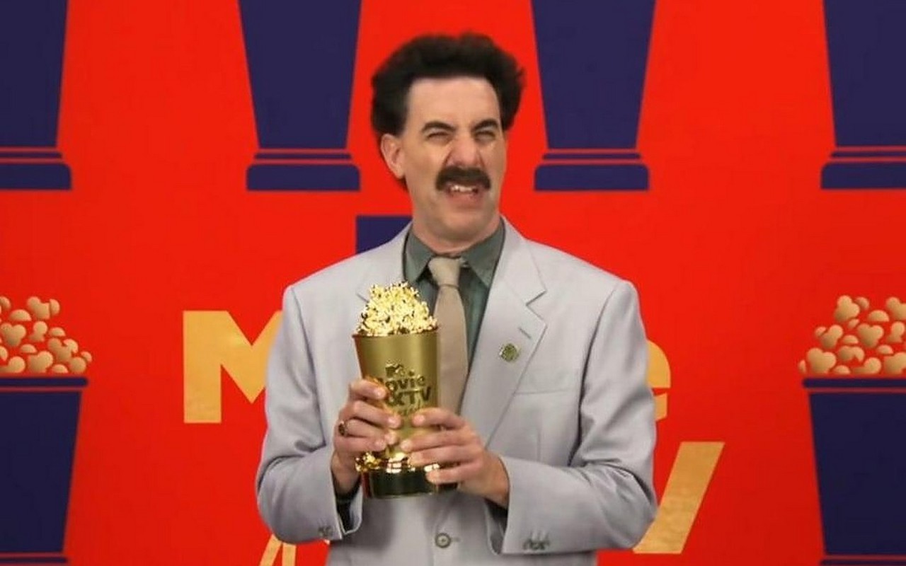 Sacha Baron Cohen 'Cancelling' Himself at 2021 MTV Movie and TV Awards 