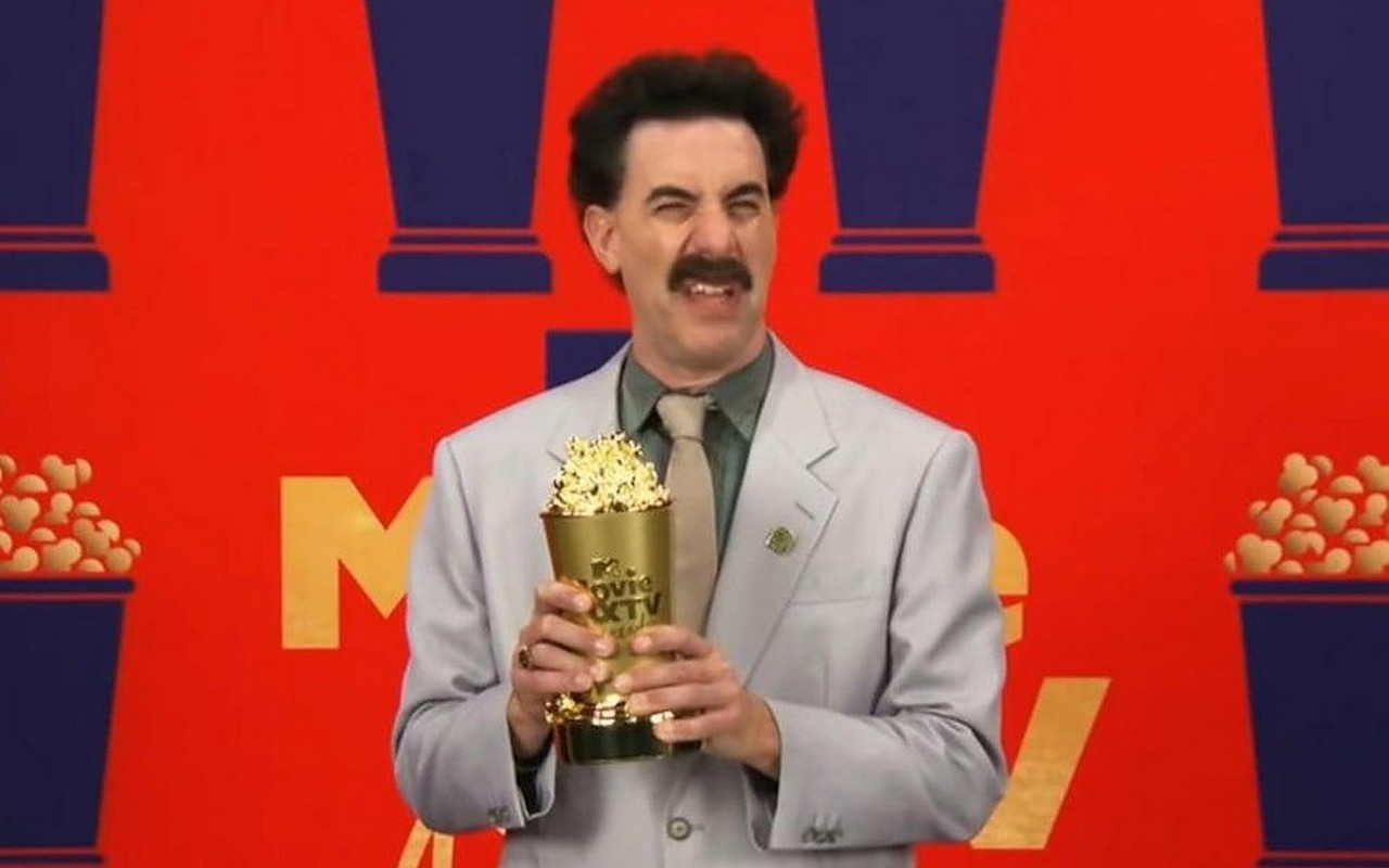 Sacha Baron Cohen 'Cancelling' Himself at 2021 MTV Movie and TV Awards