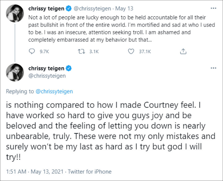 Chrissy Teigen's Twitter Post