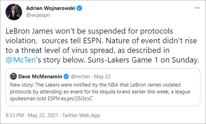 Adrian Wojnarowski's Tweet