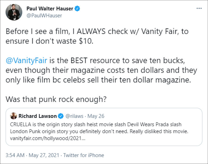 Paul Walter Hauser's Tweet