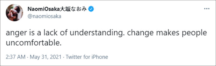 Naomi Osaka reacted to being fined