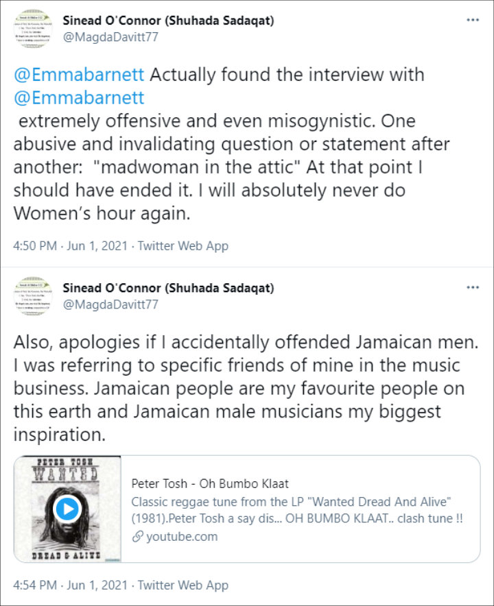 Sinead O'Connor's Tweets