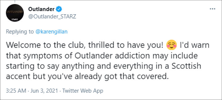 Outlander's official account on Twitter
