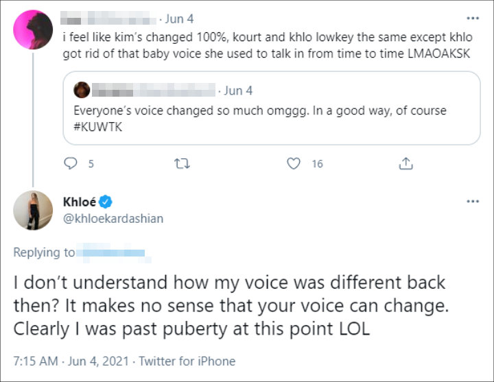 Khloe Kardashian denied that her voice changed