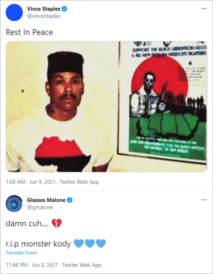 Tweets de Vince Staples y gafas Malone