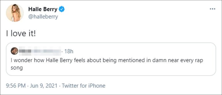 Halle Berry loves when rappers mention her on their songs