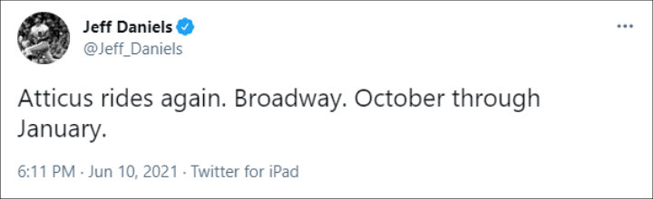 Jeff Daniels announced Broadway return