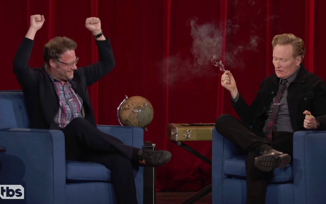 Conan O'Brien Smokes Weed With Seth Rogen on Live TV Ahead of Retirement
