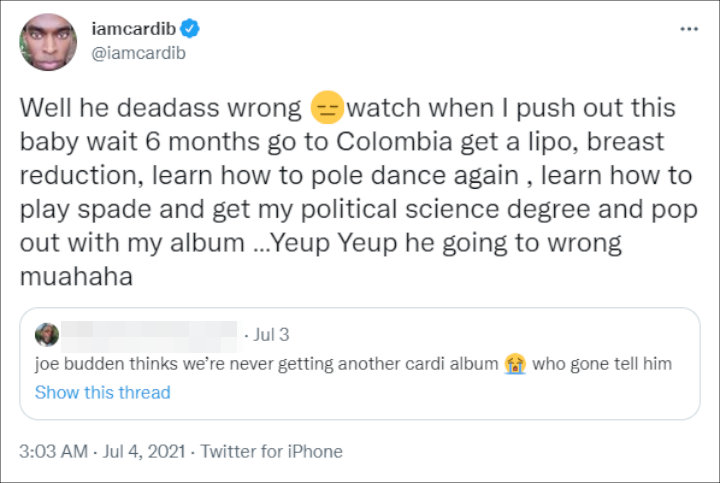 Cardi B's Tweet