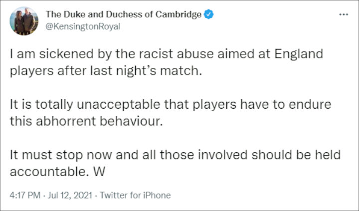Prince William's Tweet