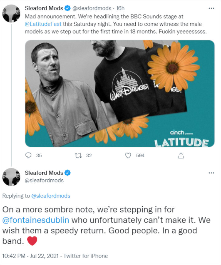 Sleaford Mods' Tweet