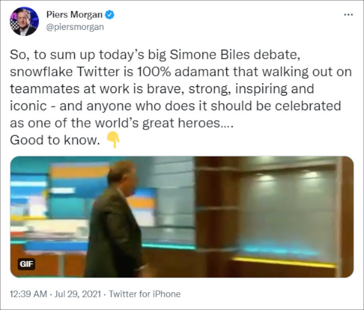 Piers Morgan's Tweet