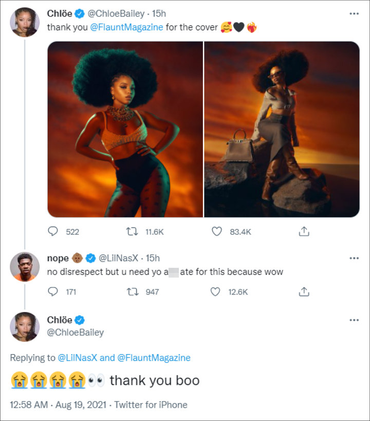 Lil Nas X gave Chloe Bailey an NSFW compliment