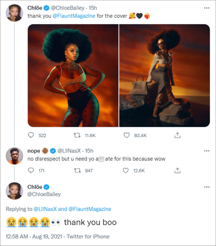 Lil Nas X gave Chloe Bailey an NSFW compliment