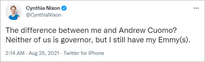 Cynthia Nixon's Tweet