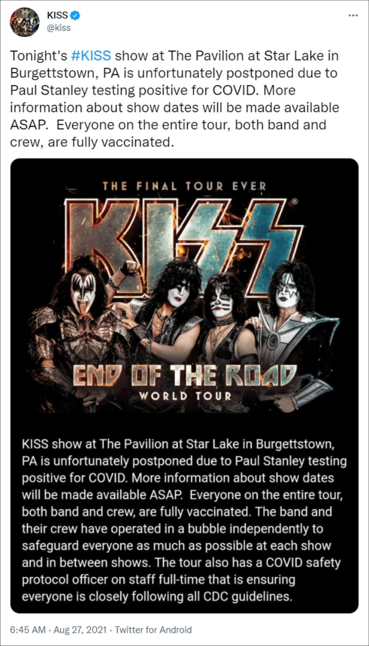 Kiss' Tweet