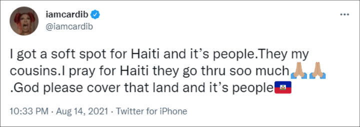 Cardi B via Twitter