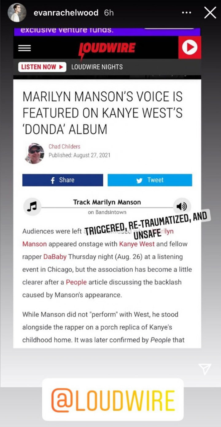 Evan Rachel Wood criticized Kanye West and Marilyn Manson collaboration