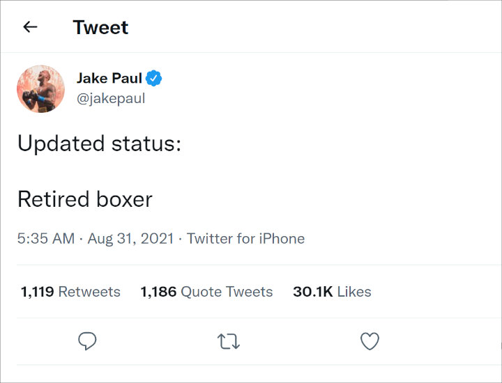 Jake Paul's Tweet