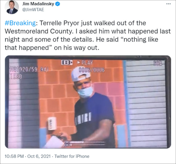 Terrelle Pryor was spotted leaving Westmoreland County.