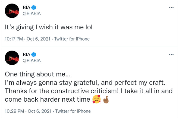 BIA responded to the criticism surrounding her performance at the BET Hip-Hop Awards