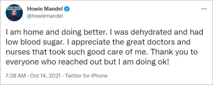 Howie Mandel's Tweet