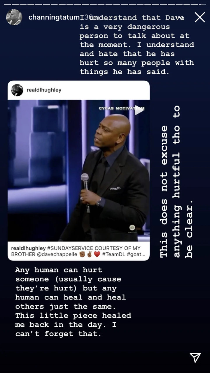 Channing Tatum commented on Dave Chappelle controversy