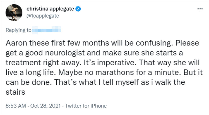 Christina shared an advice to a man whose wife also had MS