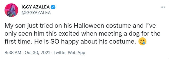 Iggy Azalea shared how she and her son celebrated Halloween