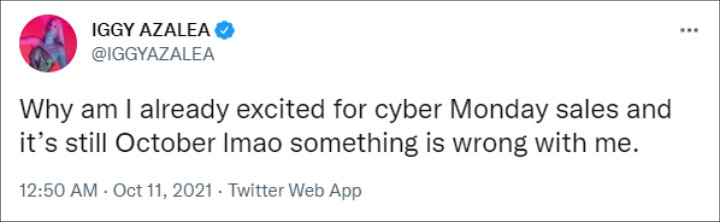 She looked forward to the 'Cyber Monday' sales