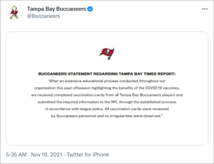 Tampa Bay Buccaneers via Twitter