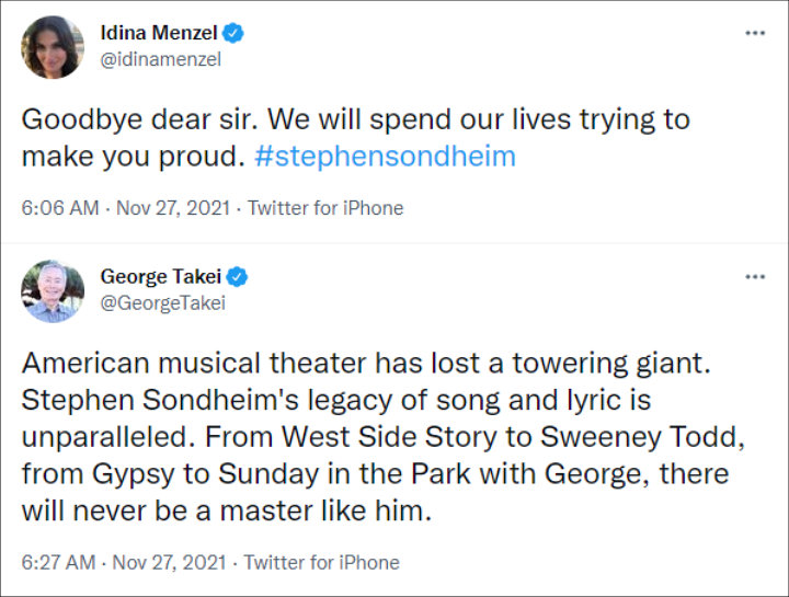 Idina Menzel and George Takei via Twitter