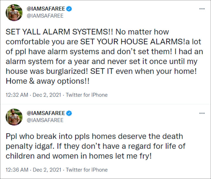 Safaree shared security advices