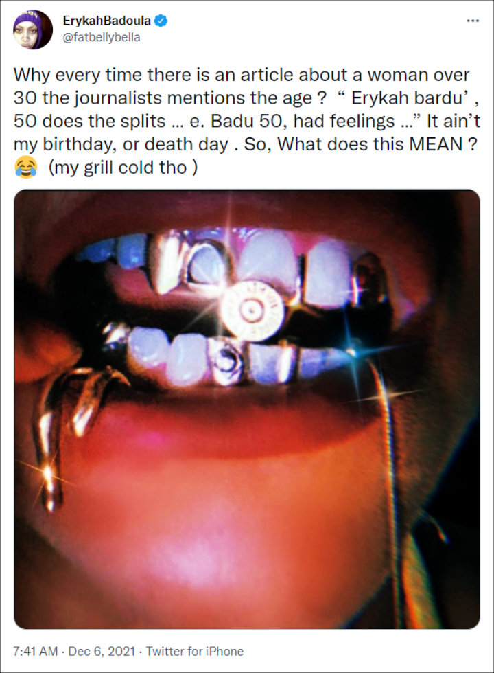 Erykah Badu's Tweet