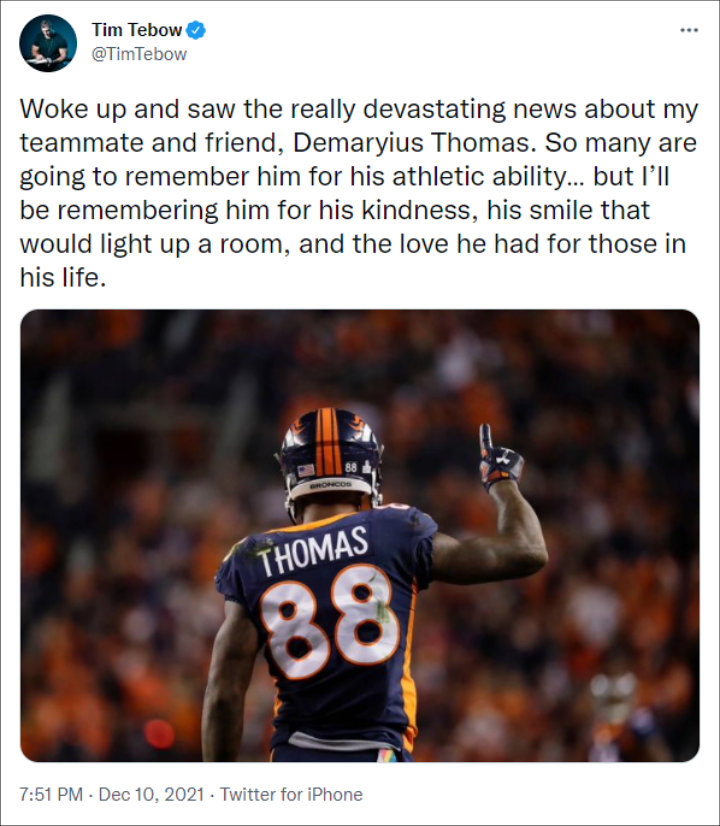 Tim Tebow's Tribute to Demaryius Thomas