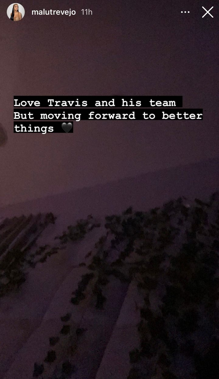 Malu Trevejo announced departure from Travis Scott's label last month