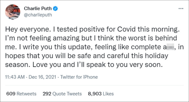 Charlie Puth via Twitter