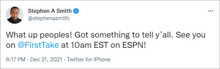 Stephen A. Smith via Twitter