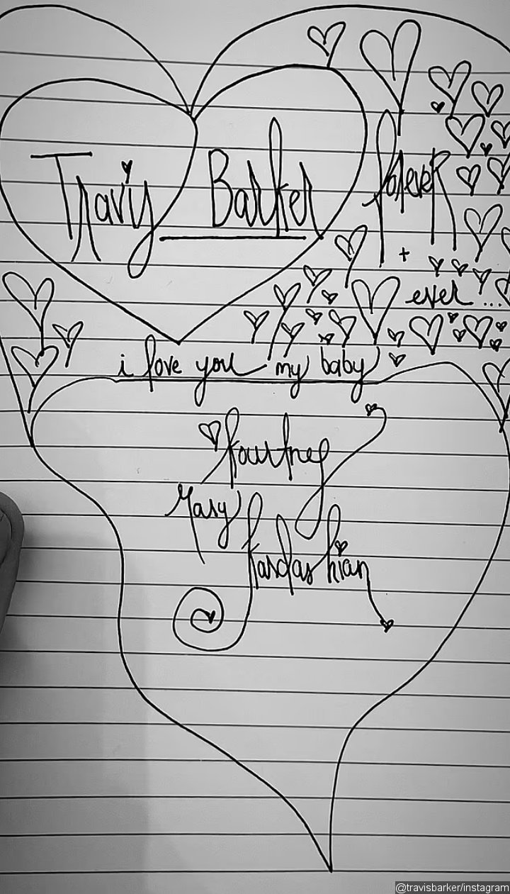Travis Barker shared a doodle from Kourtney Kardashian