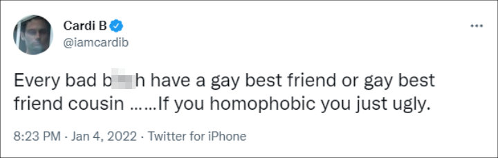 Cardi B slammed homophobic people