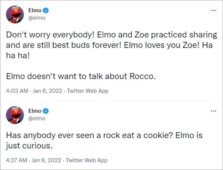 Elmo addressed his current relationship with Rocco