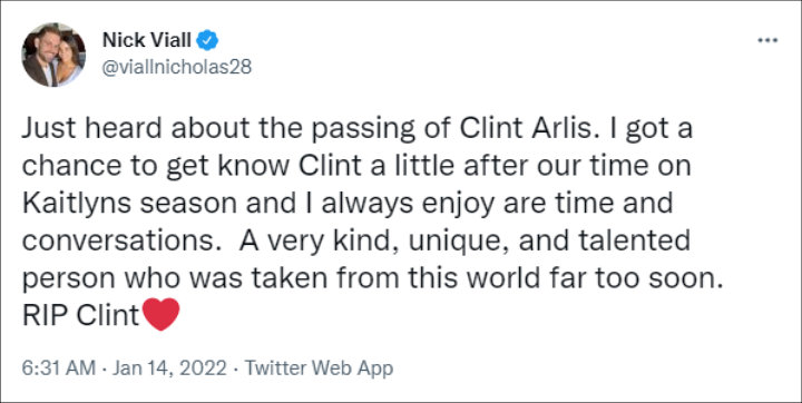 Nick Viall mourned Arlis' death
