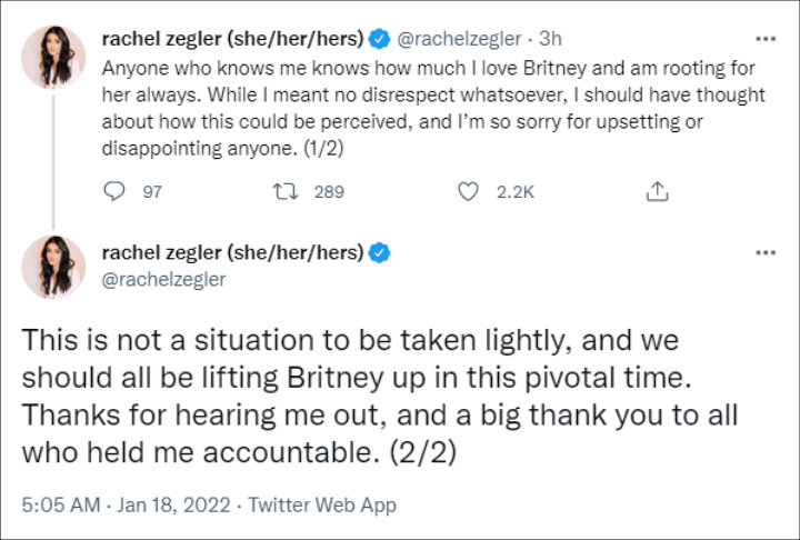 Rachel Zegler apologized for mocking Britney Spears