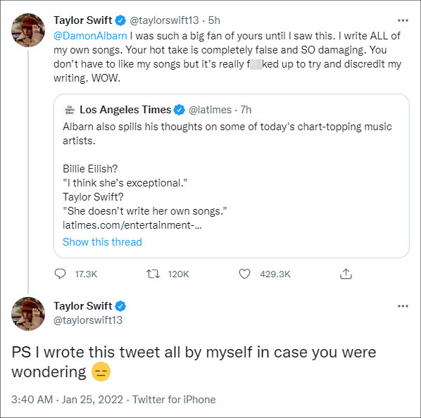 Taylor Swift via Twitter